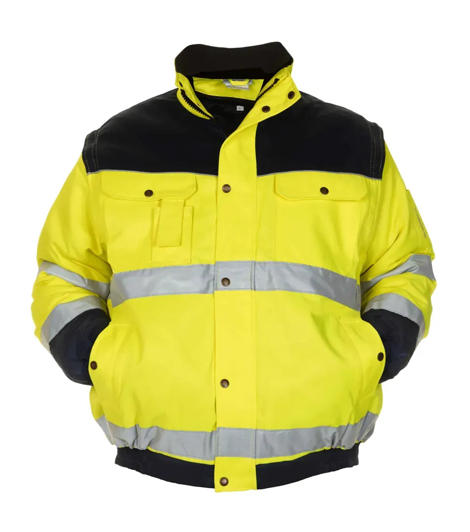 High-Visibility pilotjack Luik - Fluor Geel - Marine