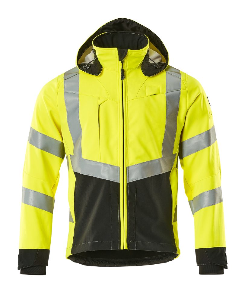 Softshell jas 15502 - 1709 - hi-vis geel/zwart
