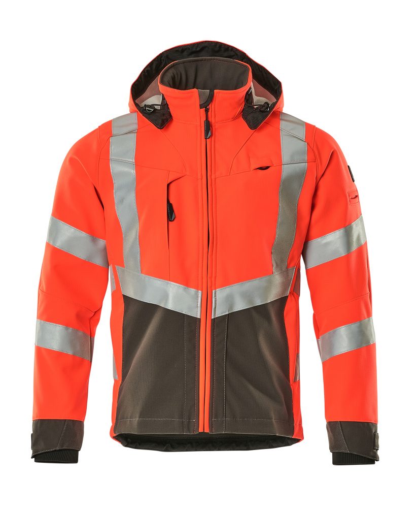 Softshell jas 15502 - 22218 - hi-vis rood/donkerantraciet