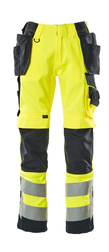 Broek met spijkerzakken 15531 - 17010 - hi-vis geel/donkermarine
