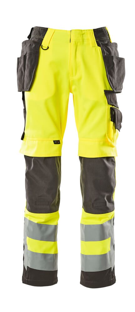 Broek met spijkerzakken 15531 - 1718 - hi-vis geel/donkerantraciet