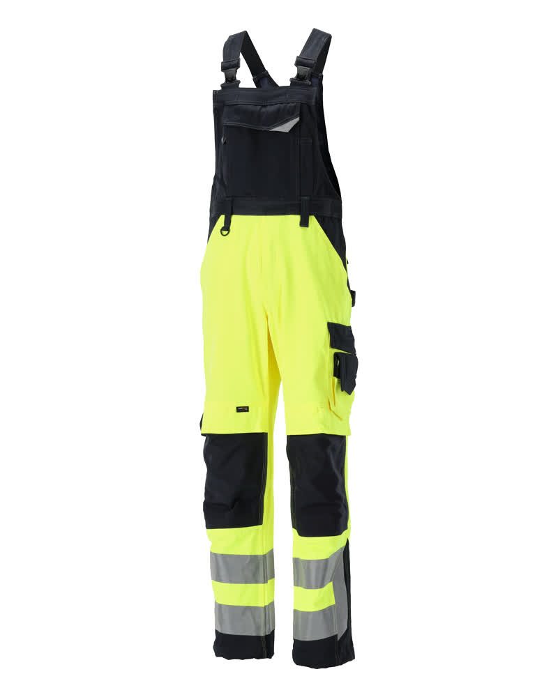 Amerikaanse overall met kniezakken 15569 - 17010 - hi-vis geel/donkermarine