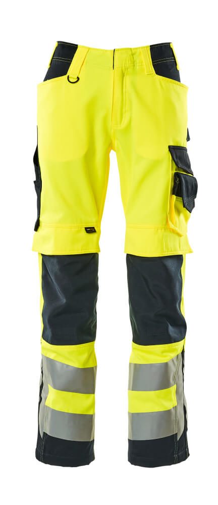Werkbroek met kniezakken 15579 - 17010 - hi-vis geel/donkermarine