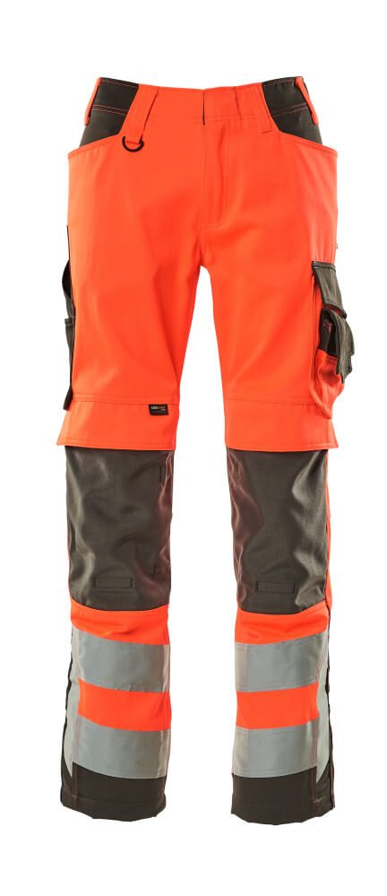 Werkbroek met kniezakken 15579 - 22218 - hi-vis rood/donkerantraciet
