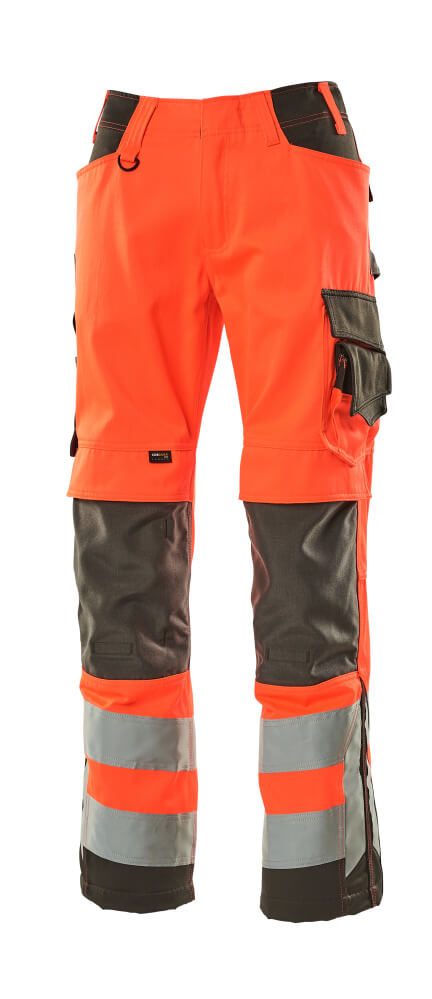 Werkbroek met kniezakken 15579 - 22218 - hi-vis rood/donkerantraciet