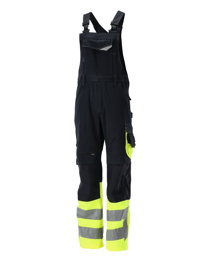 Amerikaanse overall met kniezakken 15669 - 01017 - donkermarine/hi-vis geel
