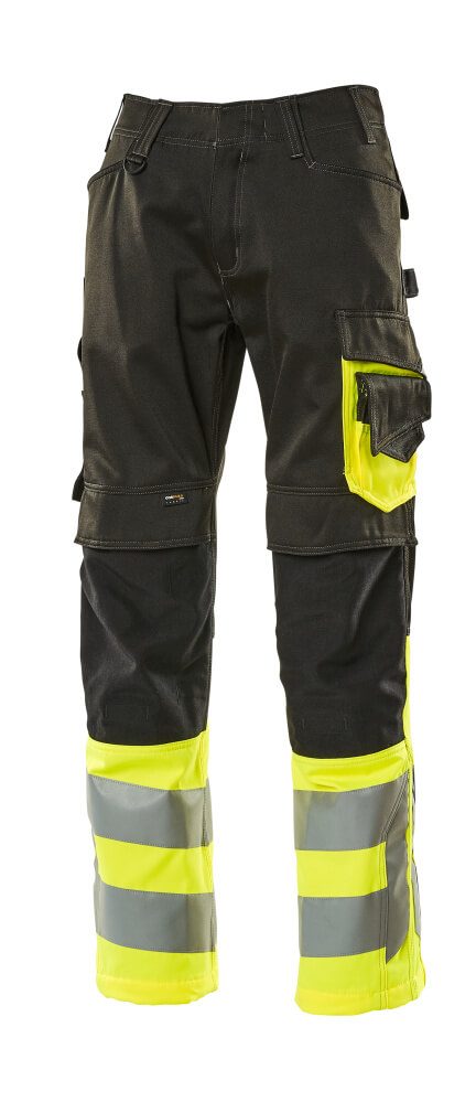 Broek met kniezakken 15679 - 0917 - zwart/hi-vis geel