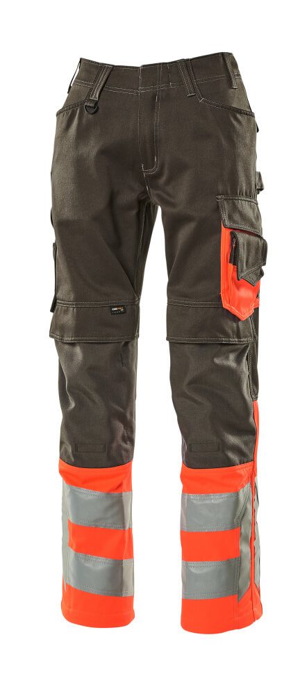 Broek met kniezakken 15679 - 18222 - donkerantraciet/hi-vis rood