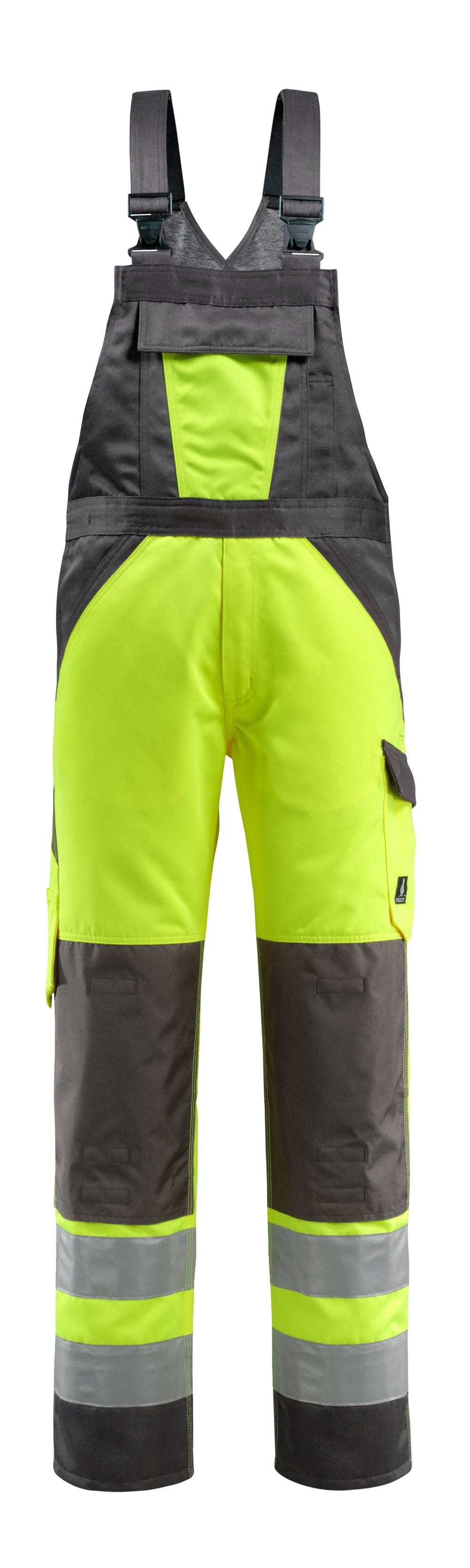 Amerikaanse overall met kniezakken 15969 - 1718 - hi-vis geel/donkerantraciet