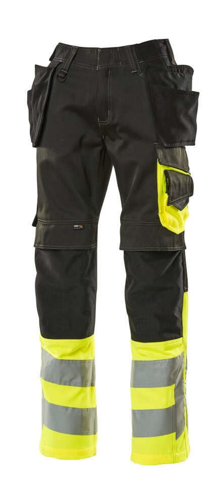 Broek met spijkerzakken 17531 - 0917 - zwart/hi-vis geel