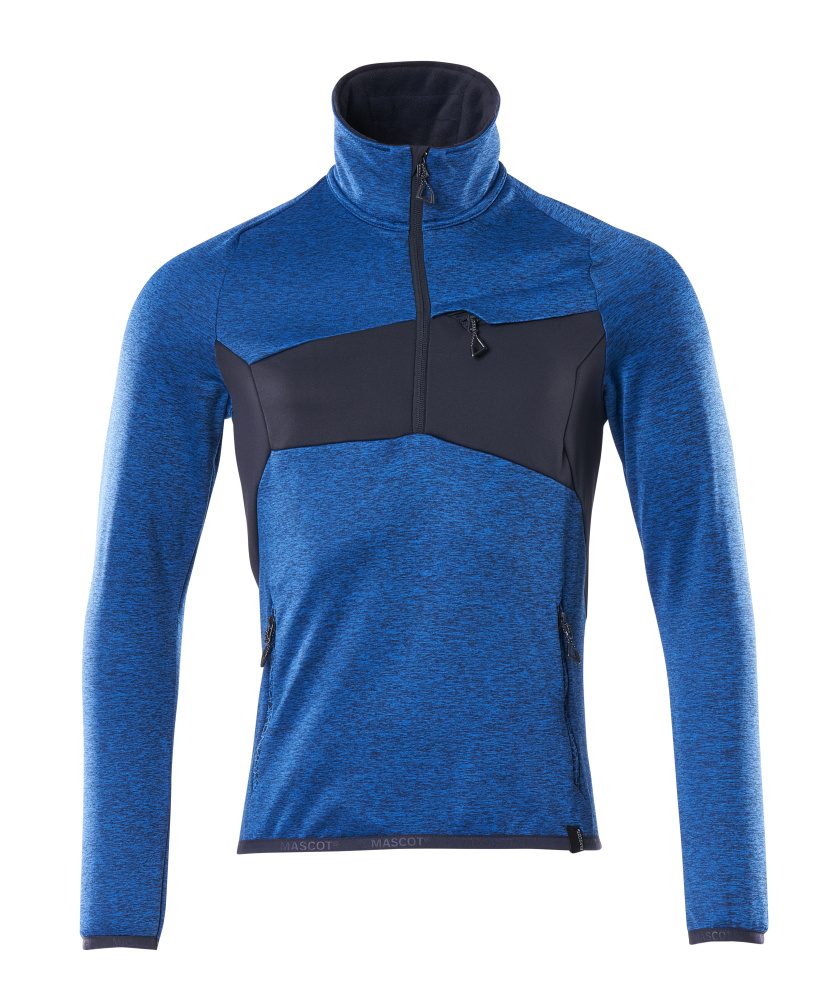 Fleecetrui met korte rits 18003 - 91010 - helder blauw/donkermarine