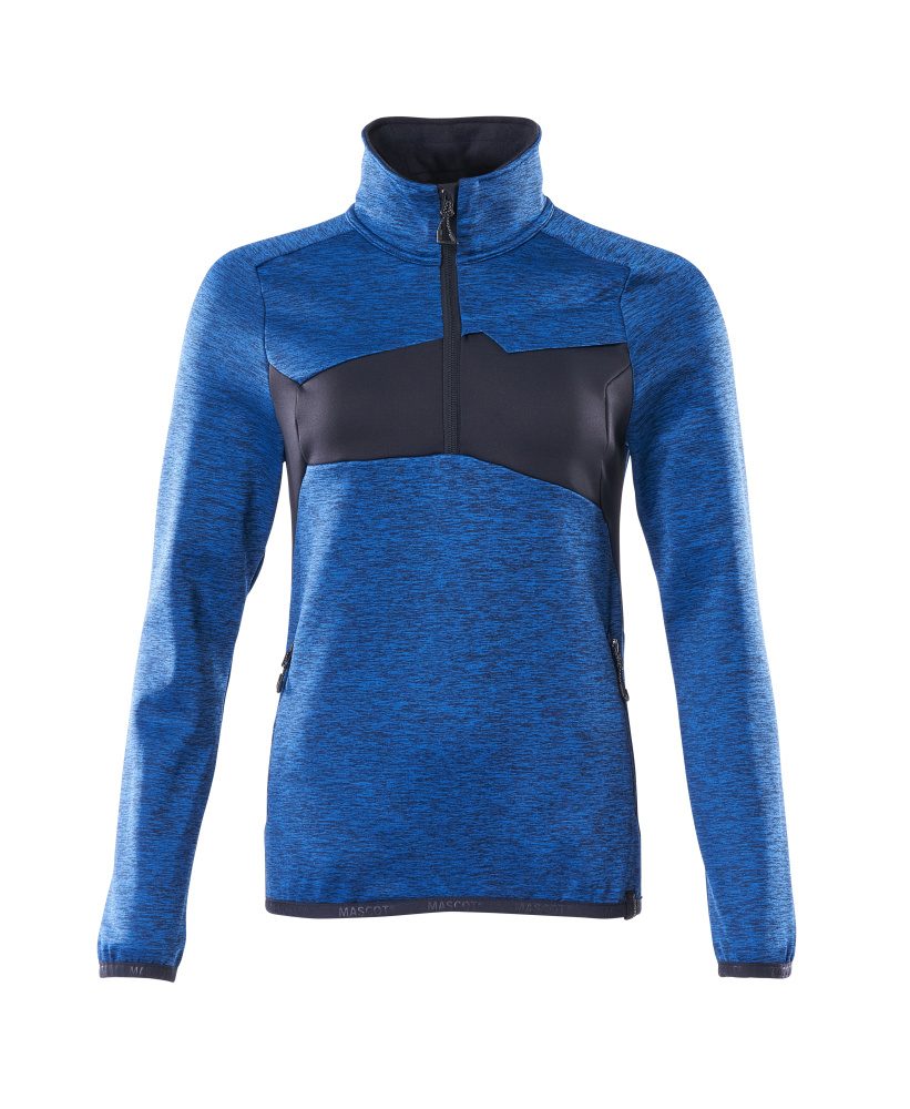 Fleecetrui met korte rits Dames 18053 - 91010 - helder blauw/donkermarine