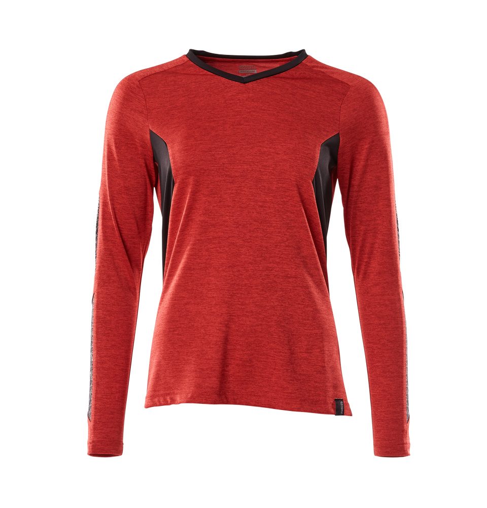 T-shirt lange mouwen Dames 18091 - 20209 - signaalrood-gemêleerd/zwart