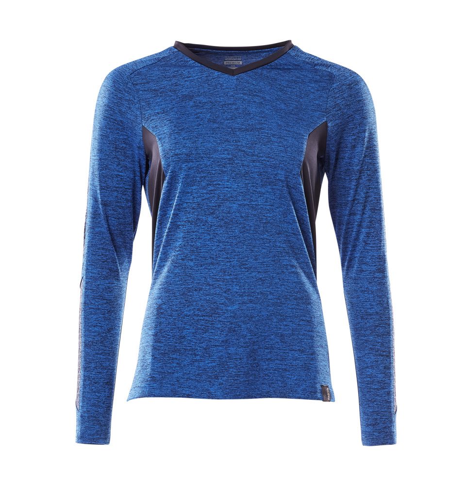 T-shirt lange mouwen Dames 18091 - 91010 - helder blauw-gemêleerd/donkermarine