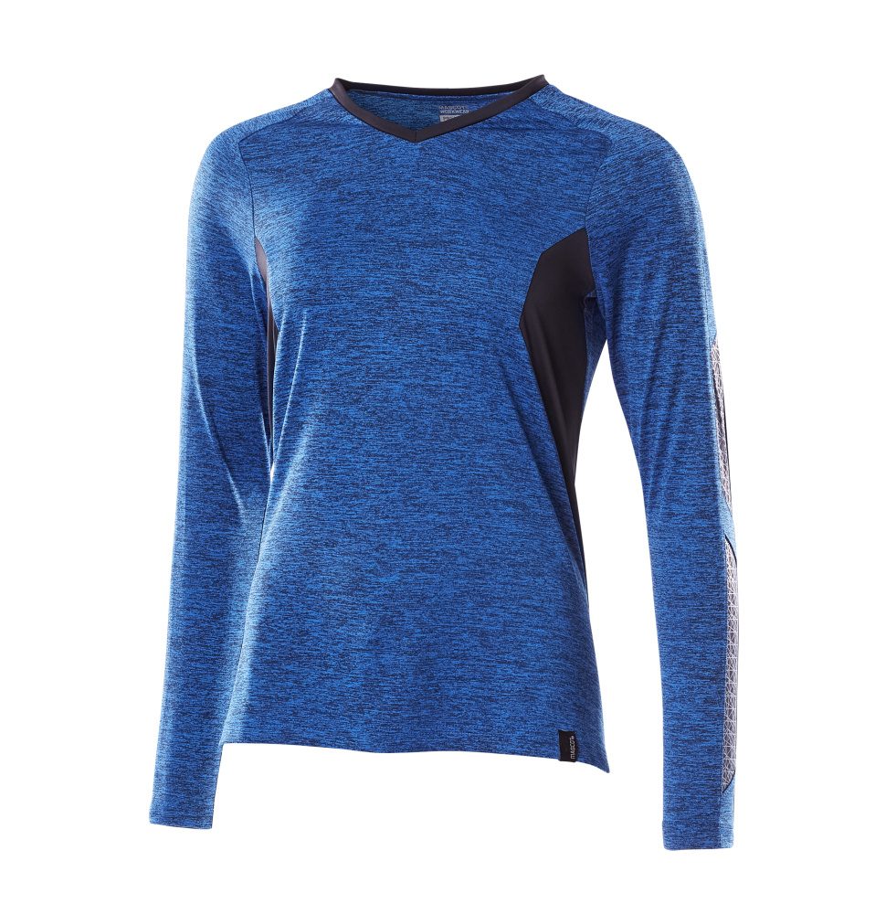 T-shirt lange mouwen Dames 18091 - 91010 - helder blauw-gemêleerd/donkermarine