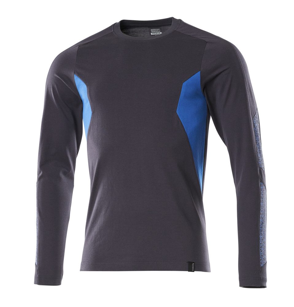 T-shirt lange mouwen 18381 - 01091 - donkermarine/helder blauw