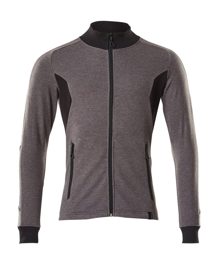 Sweatshirt met rits 18484 - 1809 - donkerantraciet/zwart