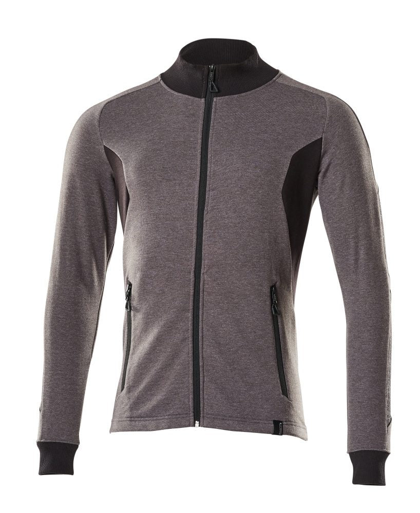 Sweatshirt met rits 18484 - 1809 - donkerantraciet/zwart