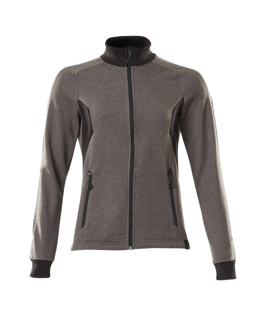 Sweatshirt met rits Dames 18494 - 1809 - donkerantraciet/zwart