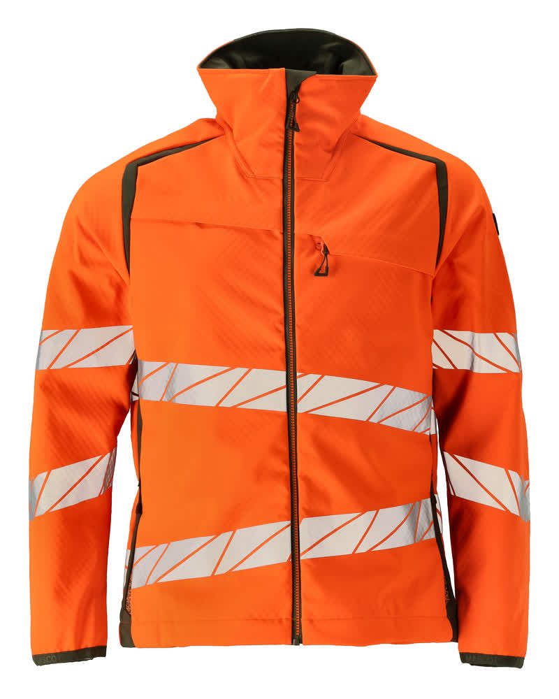 Softshell jas 19002 - 1433 - hi-vis oranje/mosgroen