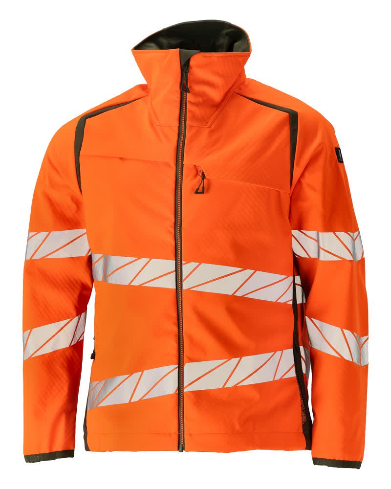Softshell jas 19002 - 1433 - hi-vis oranje/mosgroen