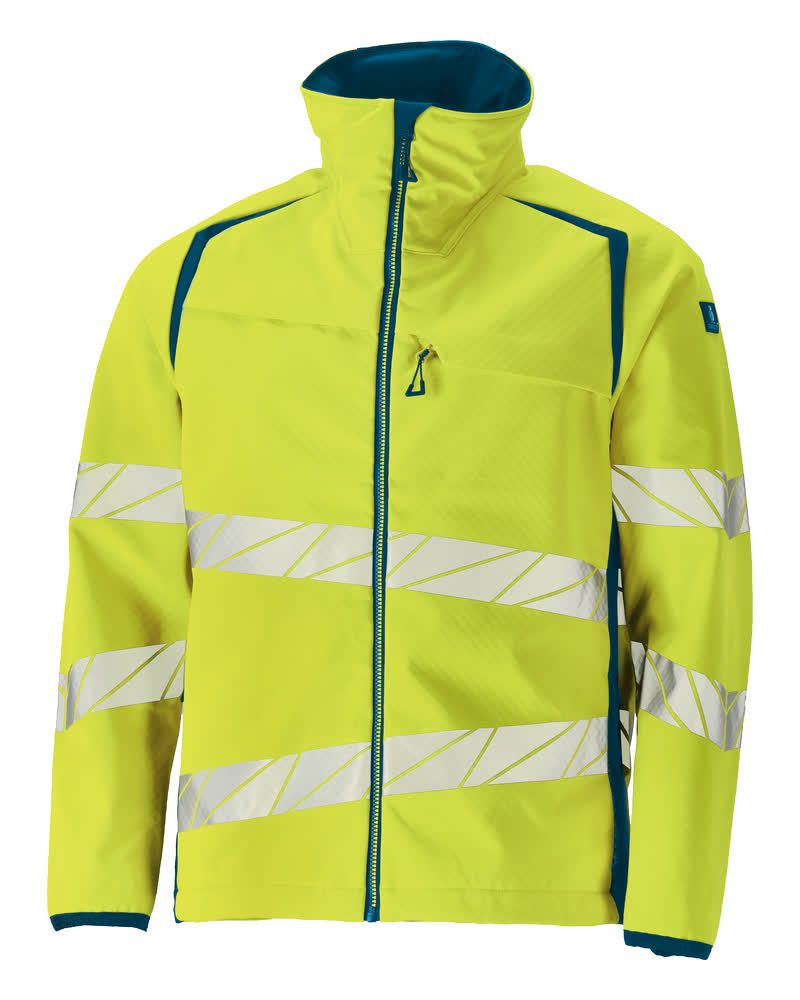 Softshell jas 19002 - 1744 - hi-vis geel/donkerpetrol