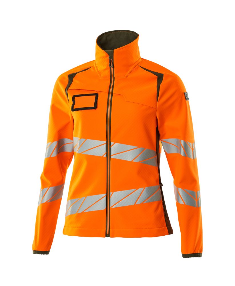 Softshell jas Dames 19012 - 1433 - hi-vis oranje/mosgroen