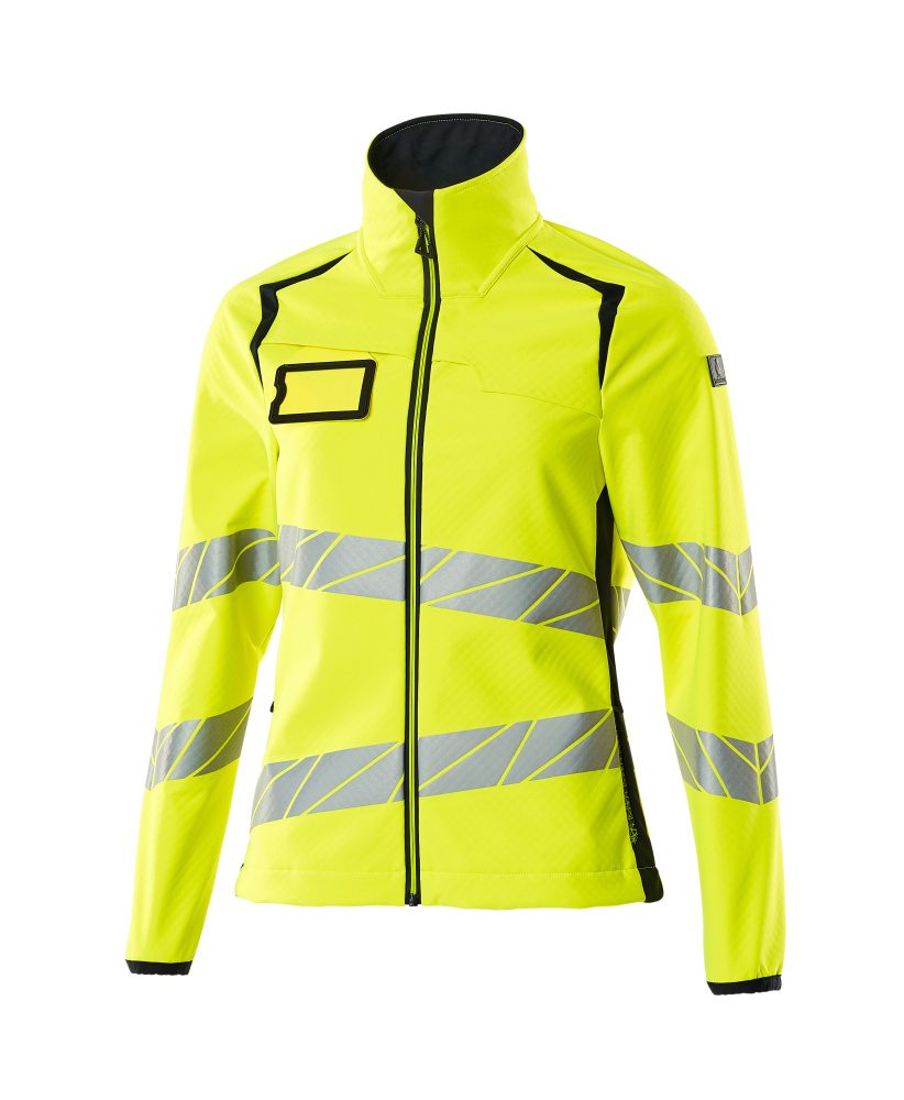 Softshell jas Dames 19012 - 17010 - hi-vis geel/donkermarine