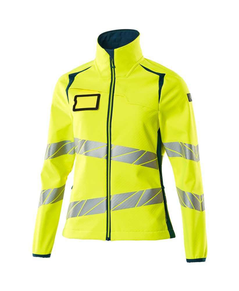 Softshell jas Dames 19012 - 1744 - hi-vis geel/donkerpetrol