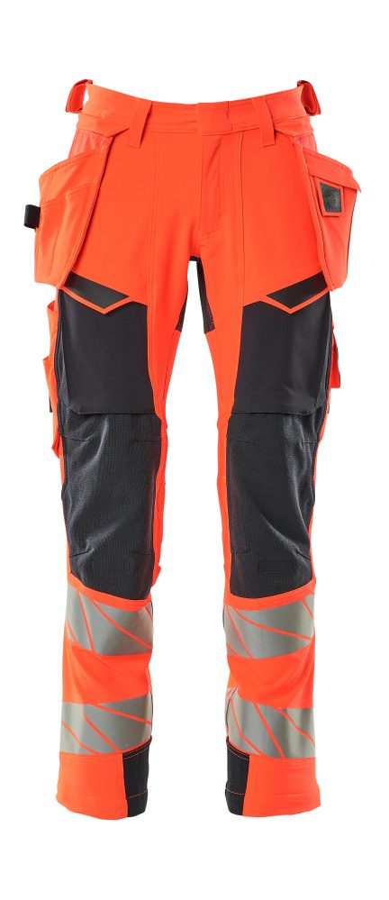 Broek met spijkerzakken 19031 - 22210 - hi-vis rood/donkermarine