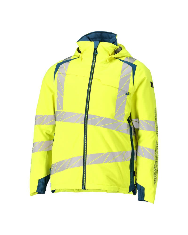 Winterjas 19035 - 1744 - hi-vis geel/donkerpetrol