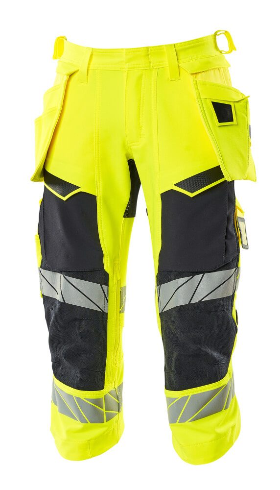 Driekwart broek met spijkerzakken 19049 - 17010 - hi-vis geel/donkermarine