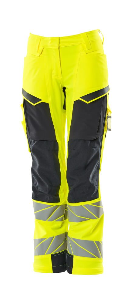 Broek met kniezakken Dames 19078 - 17010 - hi-vis geel/donkermarine
