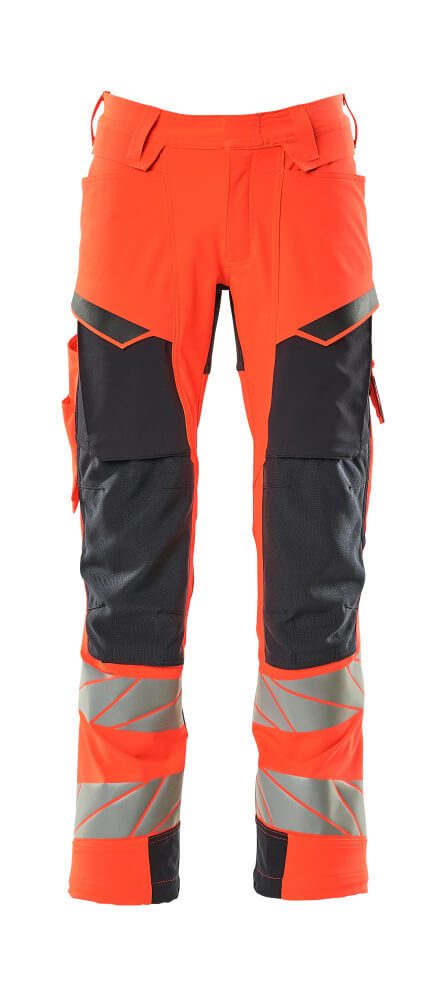 Broek met kniezakken 19079 - 22210 - hi-vis rood/donkermarine
