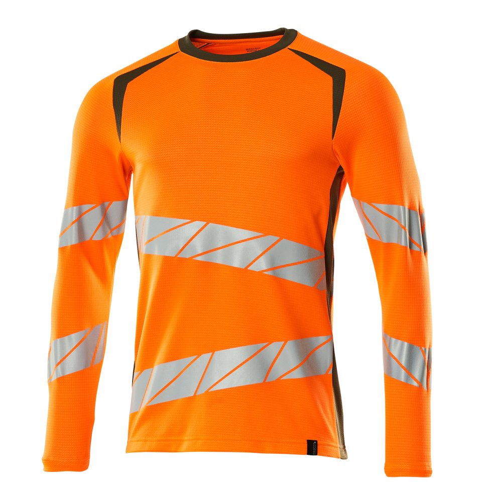 T-shirt lange mouwen 19081 - 1433 - hi-vis oranje/mosgroen