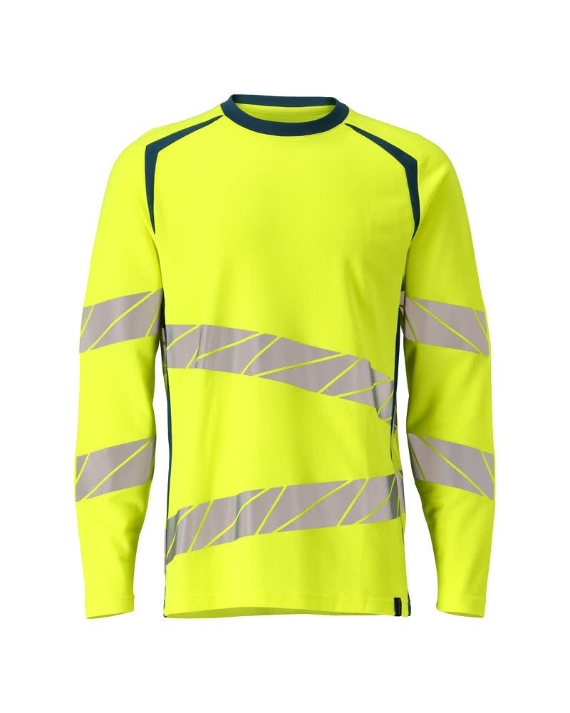 T-shirt lange mouwen 19081 - 1744 - hi-vis geel/donkerpetrol