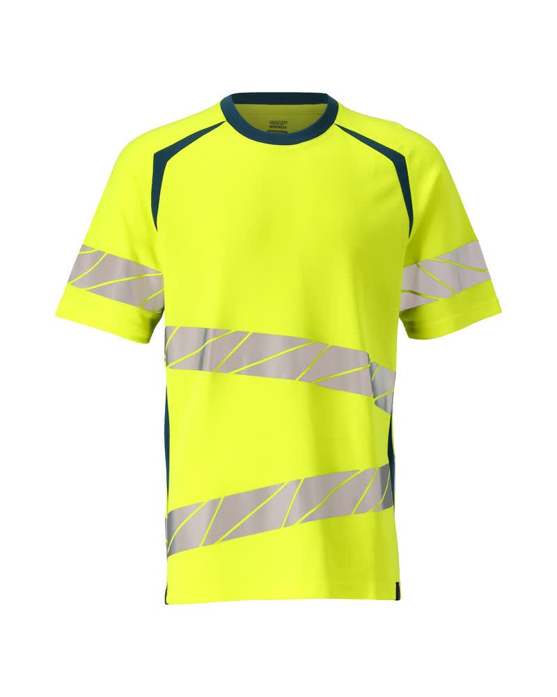 T-shirt 19082 - 1744 - hi-vis geel/donkerpetrol