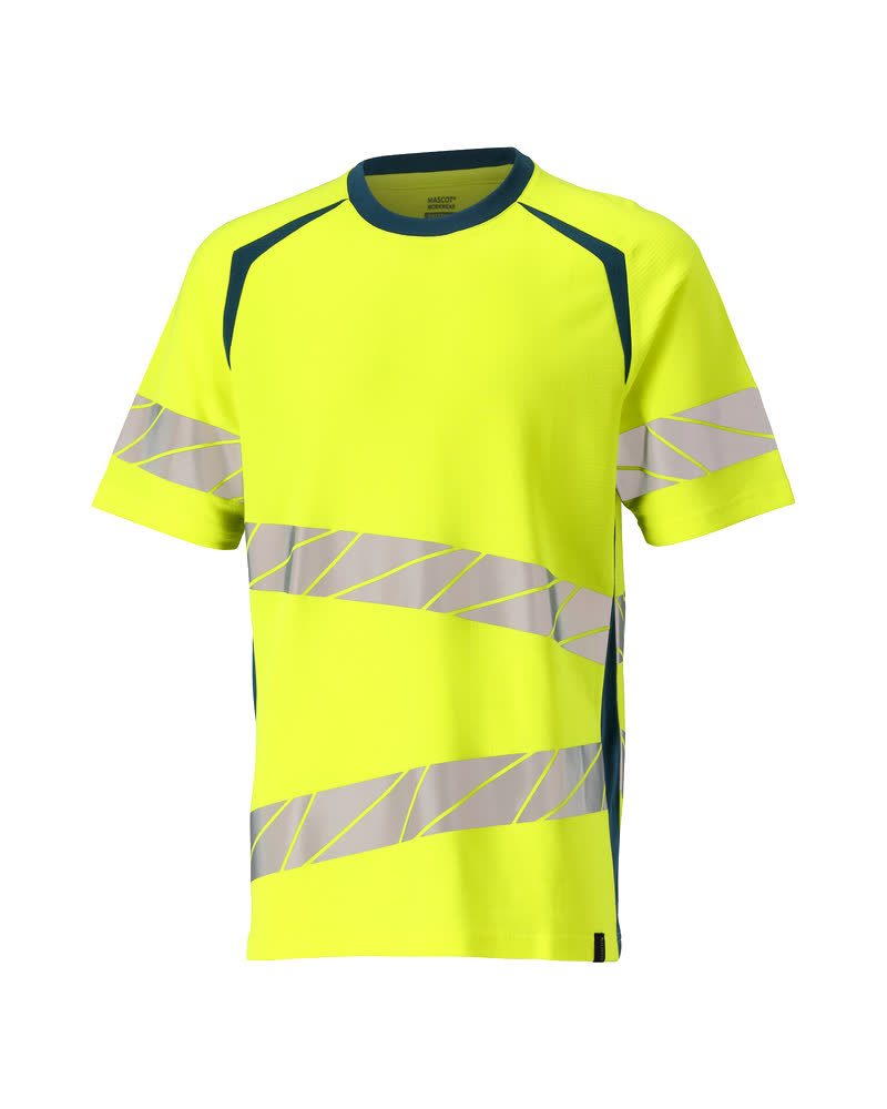 T-shirt 19082 - 1744 - hi-vis geel/donkerpetrol