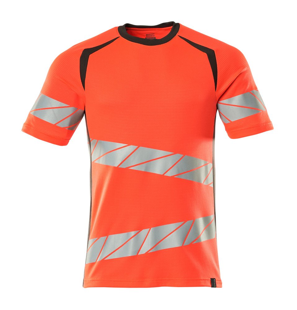 T-shirt 19082 - 22218 - hi-vis rood/donkerantraciet