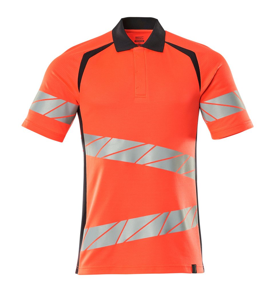 Poloshirt Bicolor Accelerate Safe 19083 - 22210 - hi-vis rood/donkermarine