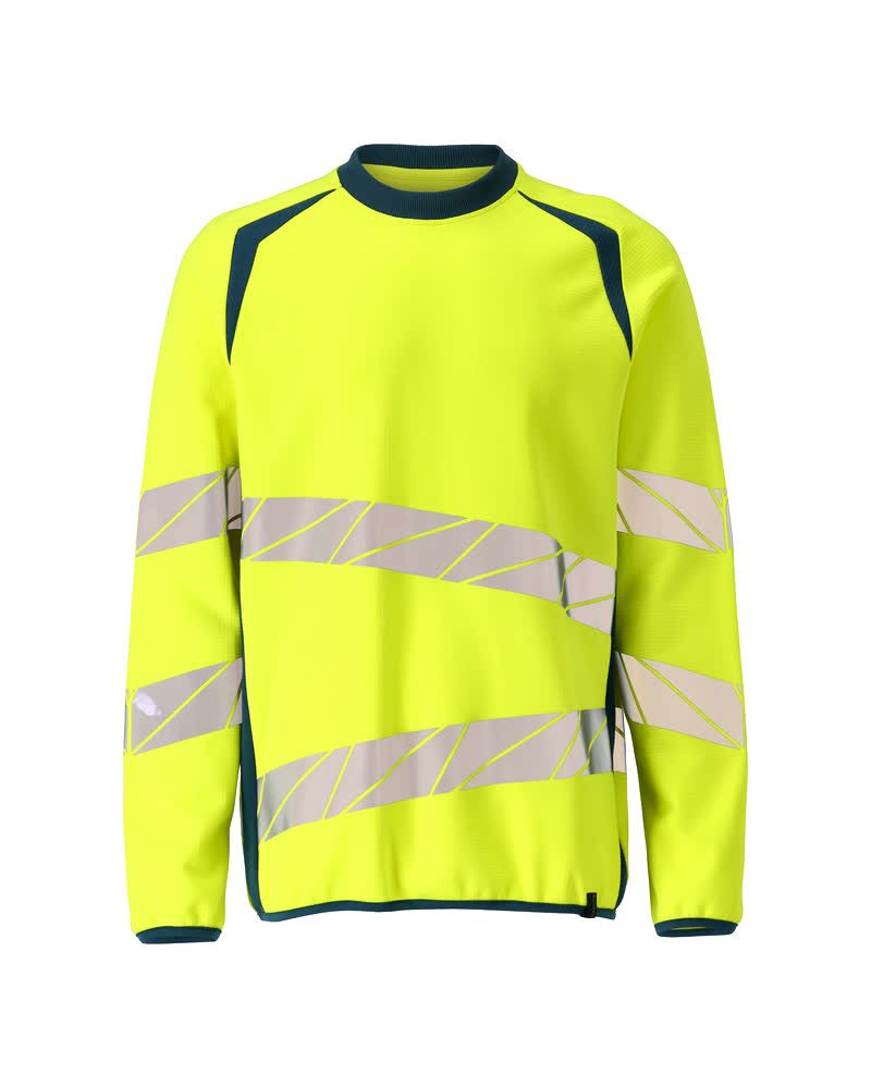 Sweatshirt 19084 - 1744 - hi-vis geel/donkerpetrol