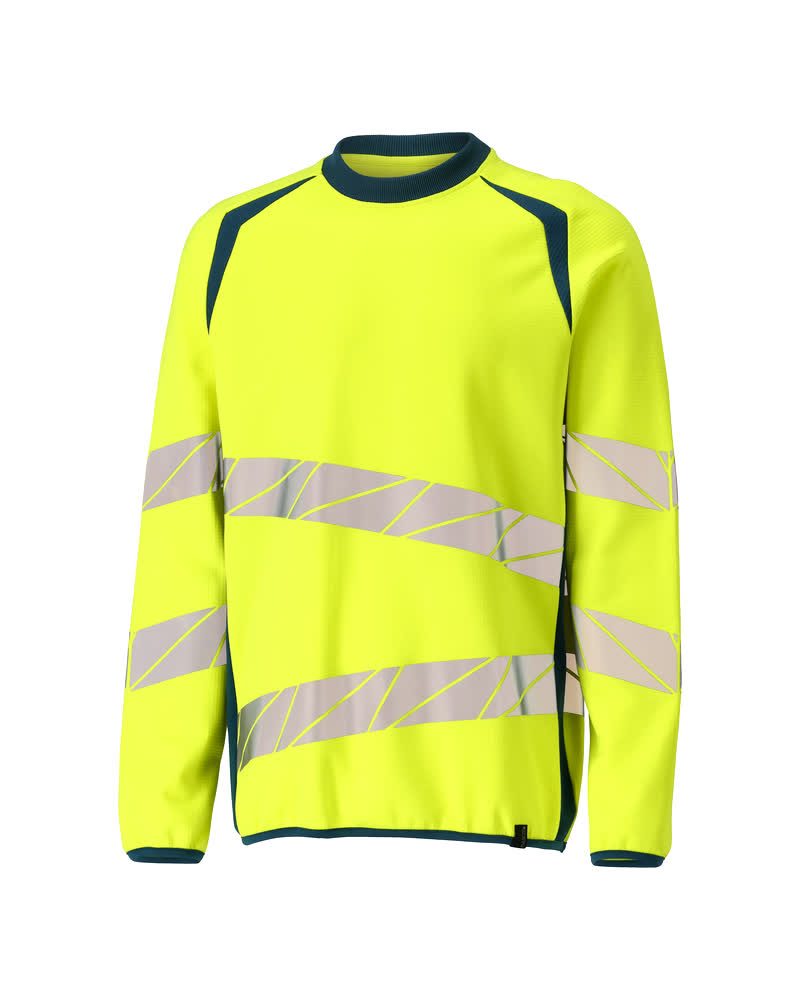 Sweatshirt 19084 - 1744 - hi-vis geel/donkerpetrol