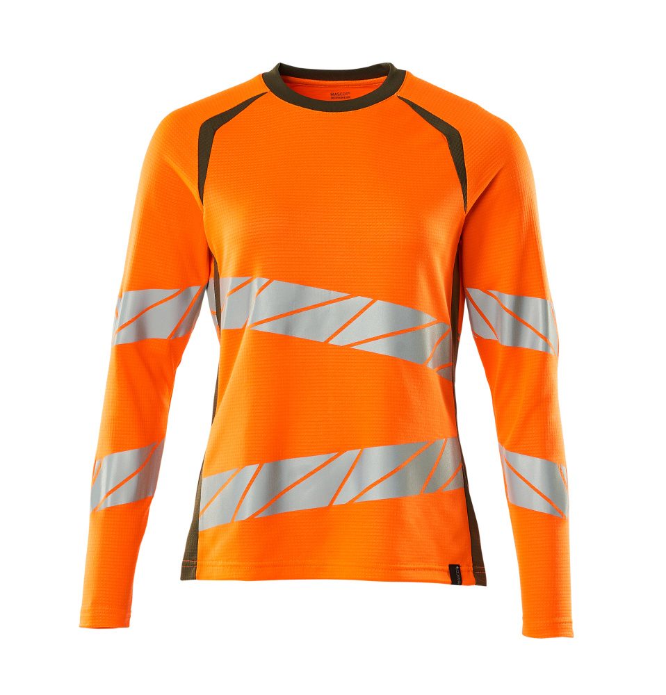 T-shirt lange mouwen Dames 19091 - 1433 - hi-vis oranje/mosgroen