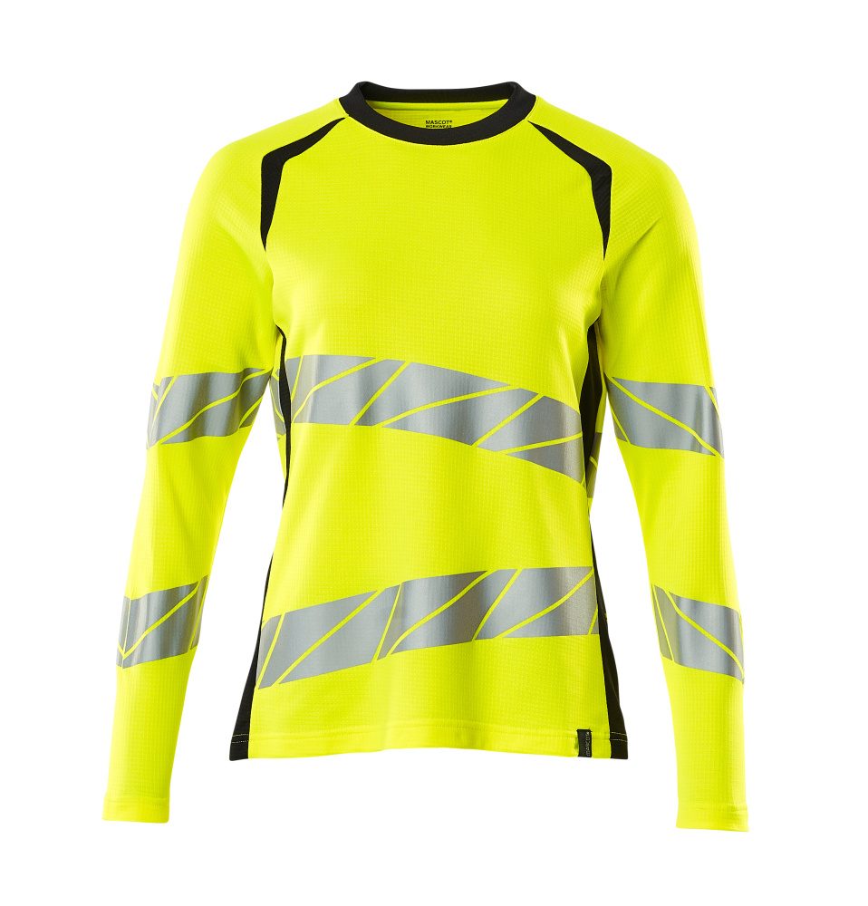 T-shirt lange mouwen Dames 19091 - 17010 - hi-vis geel/donkermarine