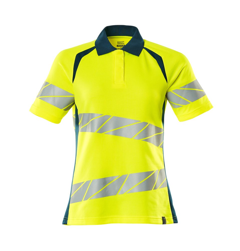 Poloshirt Dames 19093 - 1744 - hi-vis geel/donkerpetrol