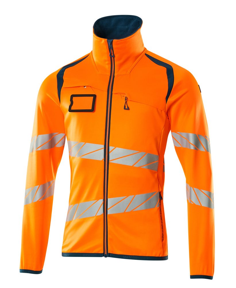 Fleecetrui met rits 19103 - 1444 - hi-vis oranje/donkerpetrol
