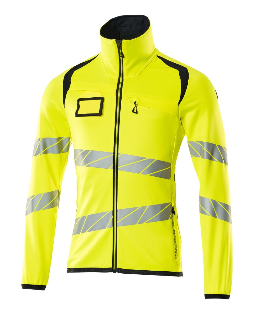 Fleecetrui met rits 19103 - 17010 - hi-vis geel/donkermarine