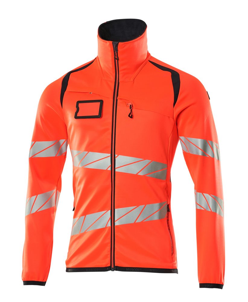 Fleecetrui met rits 19103 - 22210 - hi-vis rood/donkermarine