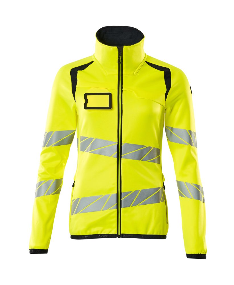 Fleecetrui met rits Dames 19153 - 17010 - hi-vis geel/donkermarine