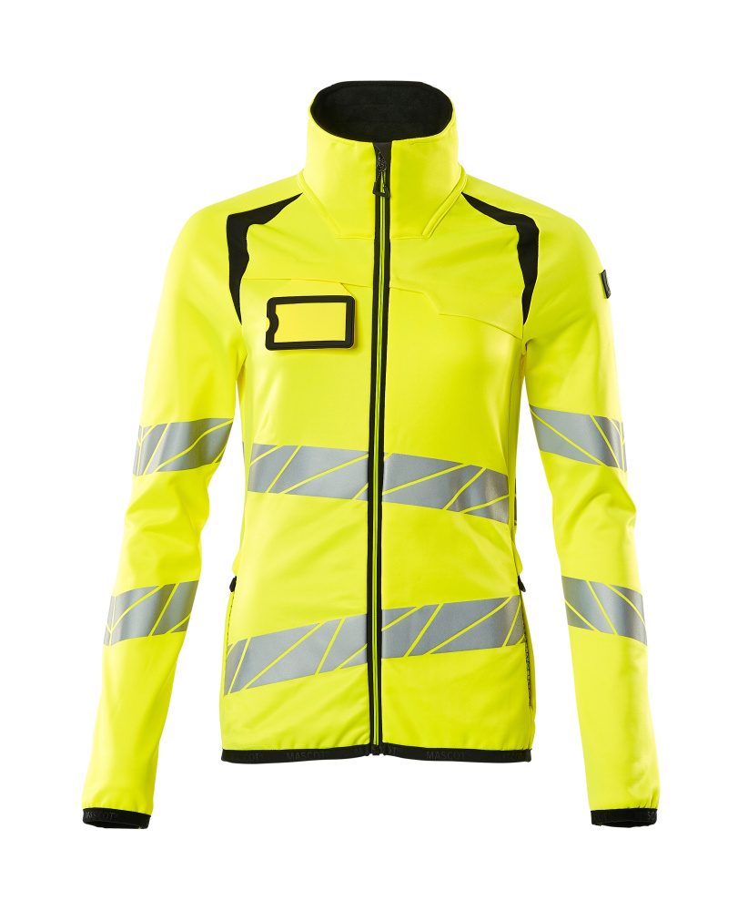 Fleecetrui met rits Dames 19153 - 1709 - hi-vis geel/zwart